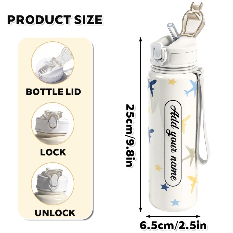 25oz Custom Name Airplane Patt - Reusable Straw recension och pris