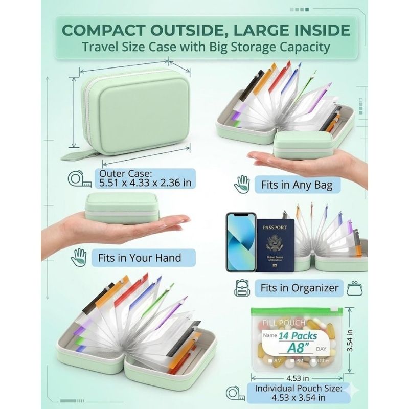 7/14Pouch Weekly Pill Organize - Reusable Bag recension och pris