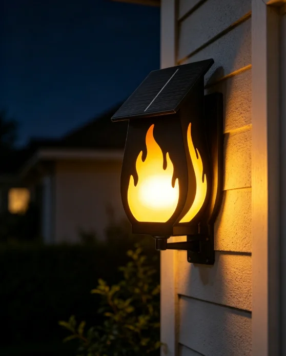 Outdoor solar wall light flame - Solar Garden Light recension och pris